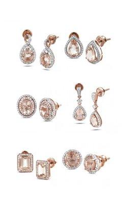 14KR Diamond Earrings with  Morganite.   .20ctw - .75ctw Diamonds. Price range $897 - $1,875