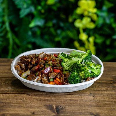 Citrus Rib Tips w/Brown Rice & Broccoli