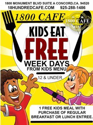 1 Free kids' meal with purchase of regular adult entree