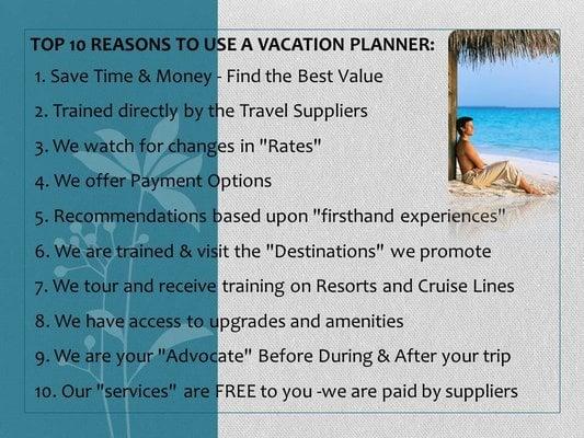 Top 10 Reasons to use a Travel Professional