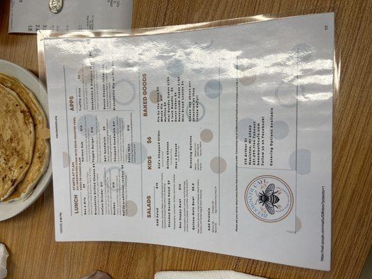 Lunch menu