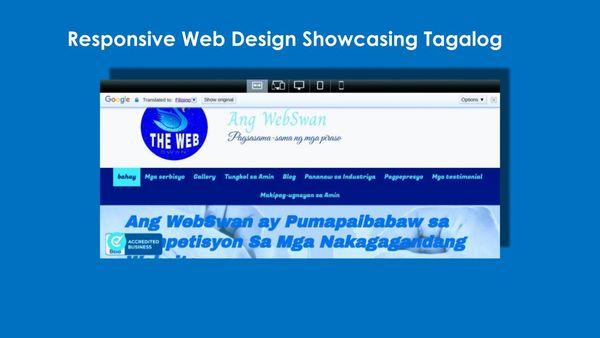 Showcasing my site's responsiveness and Google Translate in Tagalog. Ensure your website reaches everyone no matter the device or language.