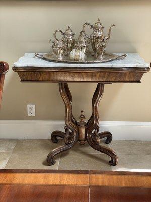 $300 marble top console table