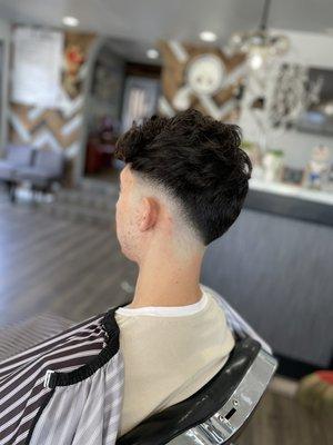 Natural curl style with mullet