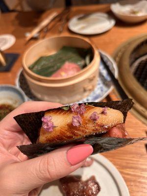 Sushi - Grilled Cod Wagyu Yukhoe Hand Roll - super delicious