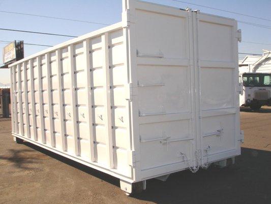 White 40 Yard Rectangular Roll-Off Dumpster For Sale - Manufactured by Hambicki Products, LLC