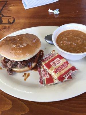 The regular sized Brisket Sandwich with Brunswick Stew side. Yummy!