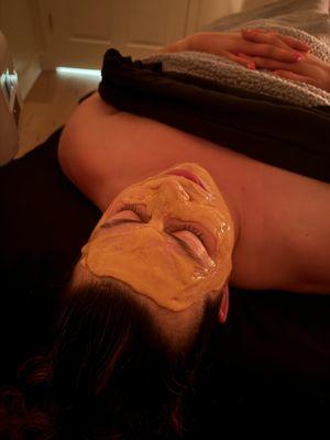 Jelly Mask after a 90 minute dermaplane facial