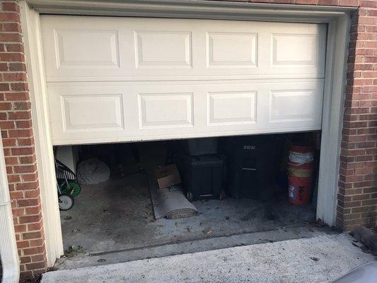 Garage would not lower pass this point. It was in fine condition prior to inspection.