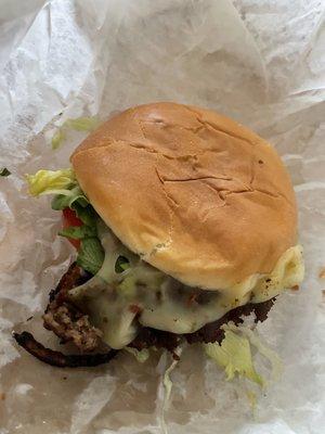 Single pepper jack cheeseburger