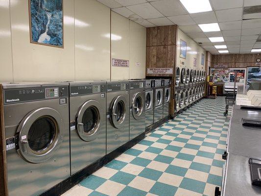 Left side washers in the front dryers in the back