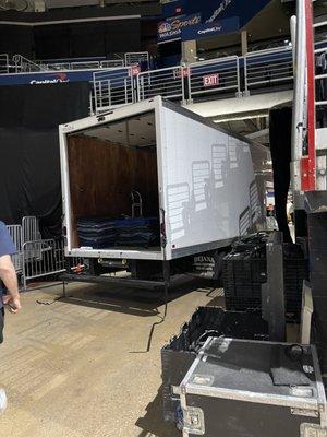 Pulled in the Capital one Arena to set up for the Howard University graduation.