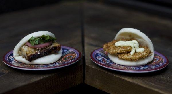 Pork Belly and Fried Green Tomato Buns