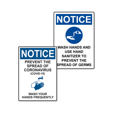 Hand Washing and Sanitizer notification signs