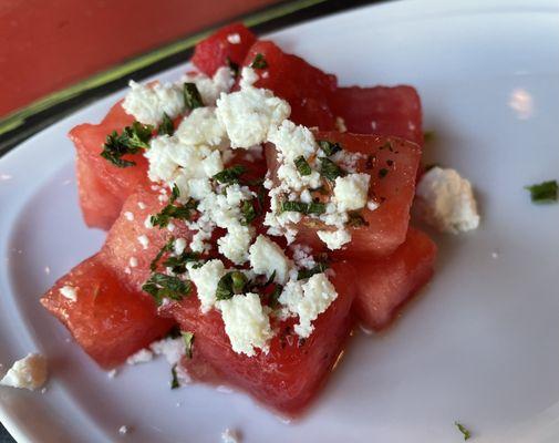 Watermelon Demi Salad (feta and mint)