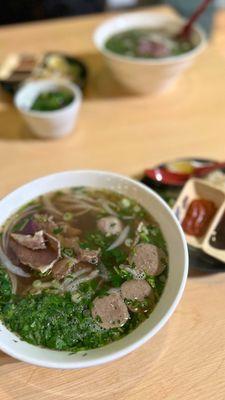 Pho rare steak, meatball and pork katsu. Pretty good overall. Quick friendly setvice was nice.