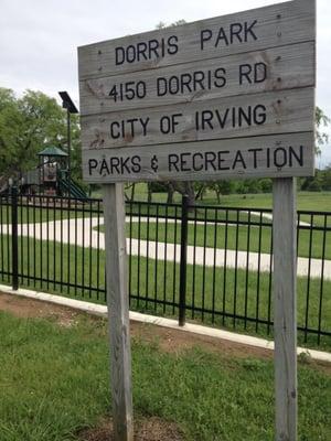 Doris park sign from street