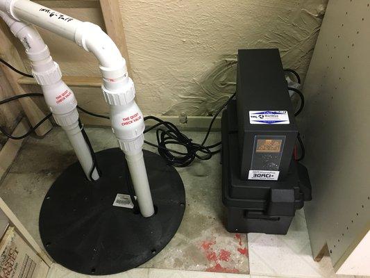 Sump pump and backup system installation. ion back up system. Hinsdale