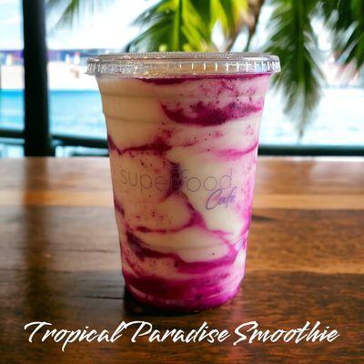 Graviola, Coconut Milk, Condensed Coconut Milk, Pineapple, Banana, Agave and Pitaya Swirl