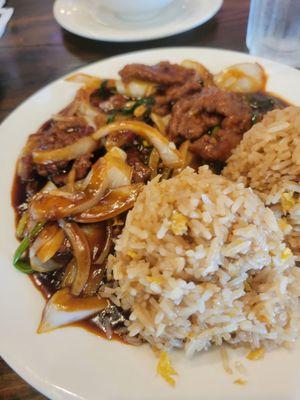 Mongolian beef lunch plate