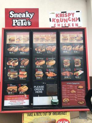 Drive thru menu