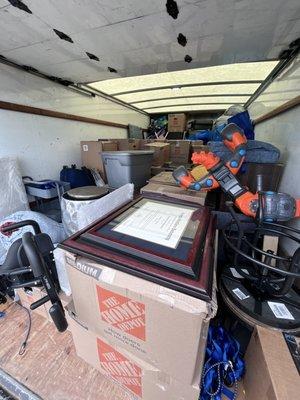 Loaded uhaul ready to go to our new home.