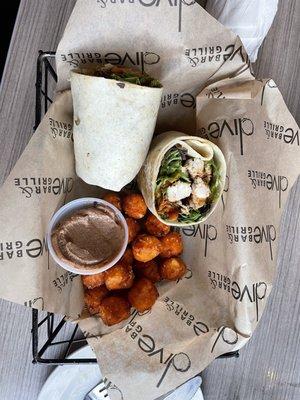 Thai Chicken Wrap w tots