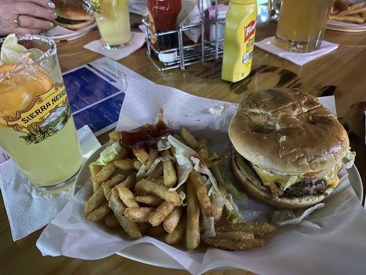 Margarita - wine burger and fries!