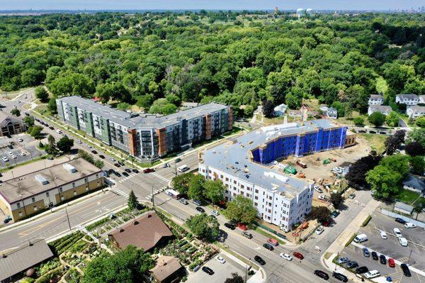 Lexington Landing. Foundations poured in Jan '22 (building on the right), this photo in August. This crew is amazing!