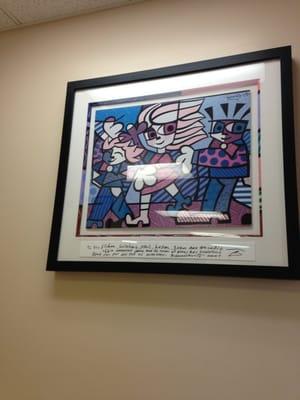 Art from Romero Britto with a dedication to the Drs.