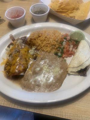 Combo plate , taco and enchiladas