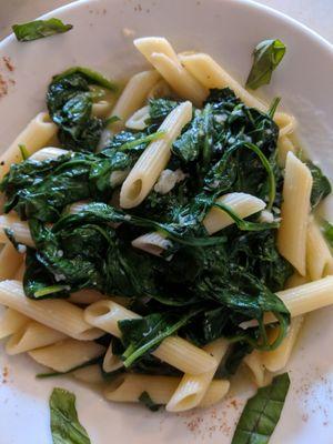 Penne Aglio Olio w Spinach