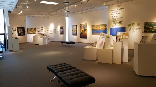 The gallery space.  
 Shown here featuring: Urban Sketchers: Tri-Cities and
 David Wyatt