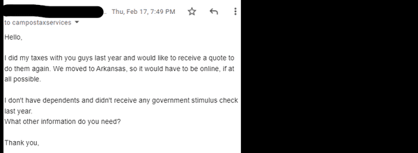 First email back in February. No answer.