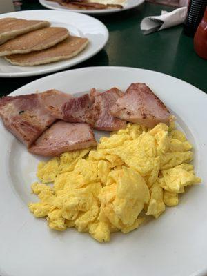 Scrambled eggs and ham