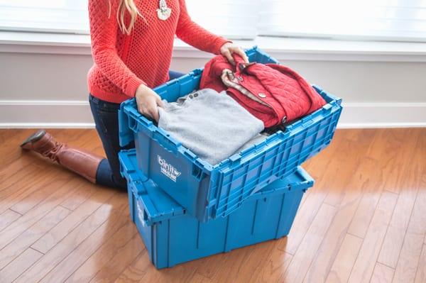 Bins are sanitized after every use so you can feel confident packing clothes in them.