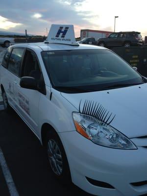 Courtesy shuttle/van w/pretty eyebrows!!