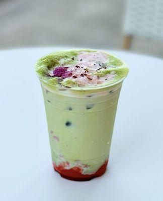 Strawberry Rose Matcha Latte