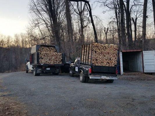 Trucks loaded for Virginia deliveries