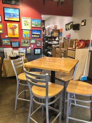 Dining room has elevated seating