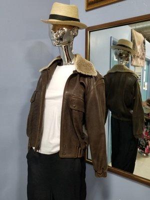 vintage leather bomber jacket