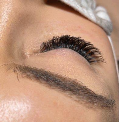 Volume cat eye with brown lashes