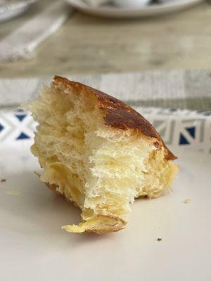 Deliciously baked pastry with cream, check out the layers of buttery goodness!