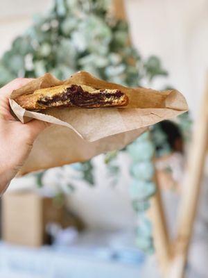 Vegan Chocolate Chip. Gooey in the middle packed with dark chocolate probably and a little crunch on outside!