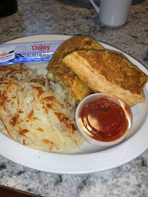 Breakfast burrito with hash browns