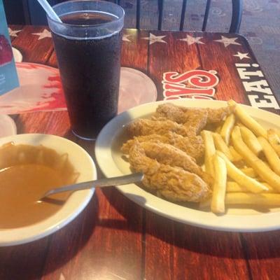 Amazing chicken strips and fries