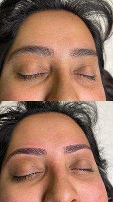 Before eyebrow threading & after eyebrow  threading