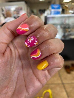 Custom nail art on natural nails