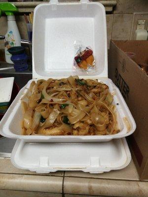 Takeout Drunken Noodle! Enough for 3 people!