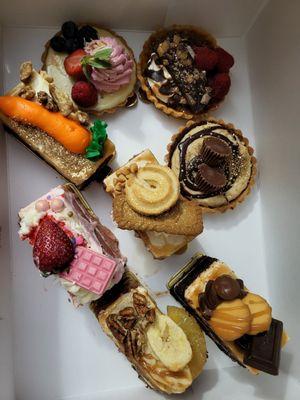 Tarts (key lime, pecan, and peanut butter cup). Strawberry, salted caramel, carrot, and butter cake